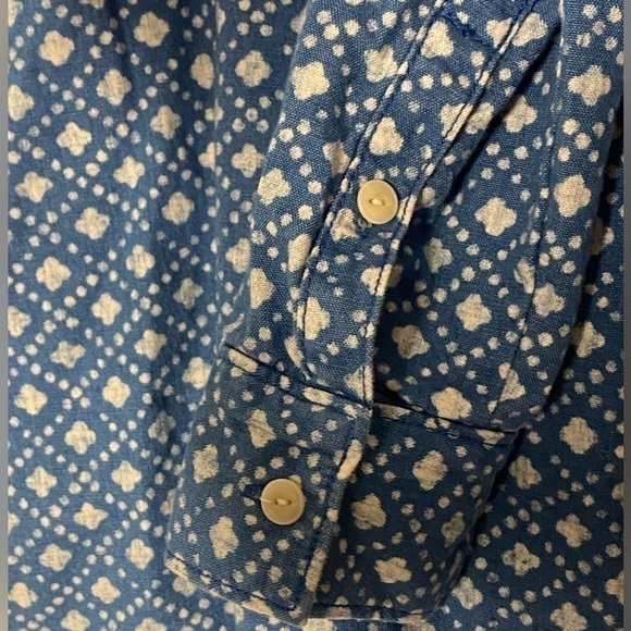 MADEWELL CHAMBRAY FLORAL STAMP POPOVER BLOUSE SIZE XS - Picture 5 of 9